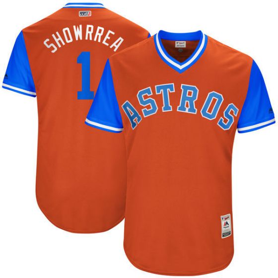 Men Houston Astros 1 Showrrea Orange New Rush Limited MLB Jerseys